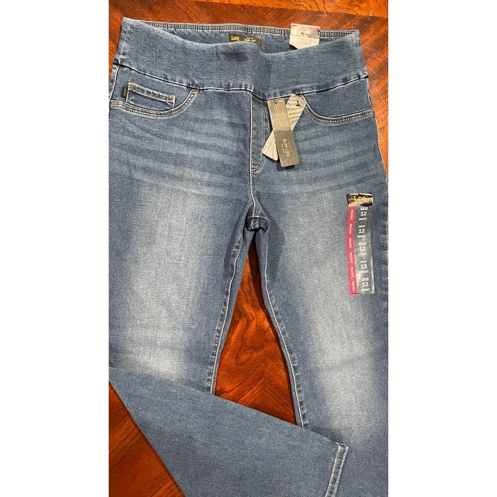 Lee Sculpting Slim Leg Jeans Women Size 12 Short Mid Rise Stretch Denim NWT - Picture 7 of 12